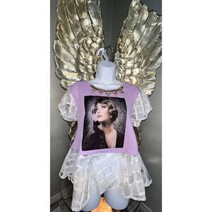 NWT Women’s Denimland Blouse Size S Embellished Top Blouse Portrait Crystals